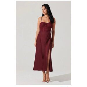 ASTR The Label Lace Bustier Slip Women's Small Wine Midi Dress Party Feminine